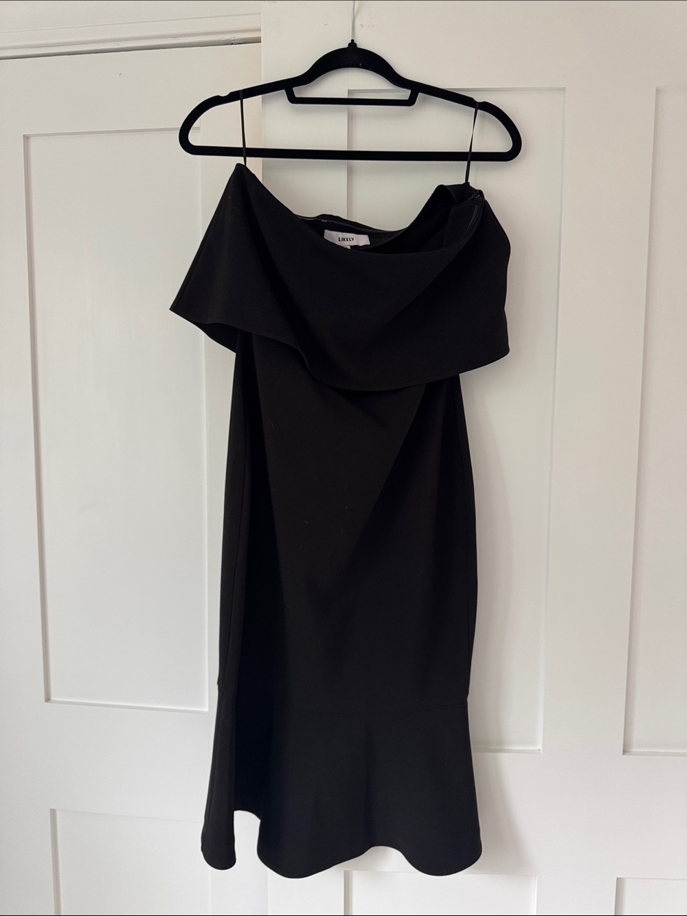 Likely Black Strapless Fold-Over Cocktail Dress